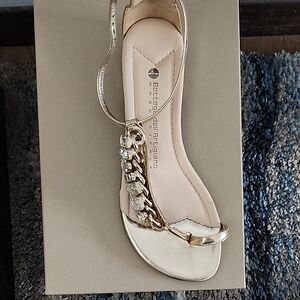 Vero Cuoio Gold Chain-Embellished Sandals